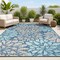 Jonathan Y Zinnia Modern Floral Textured Weave Navy/Aqua 5 ft. x 8 ft. Indoor/Outdoor Area Rug SMB110C-5 - alternate 1