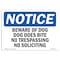 Signmission Beware Of Dog Dog Does Bite No Trespassing , 10 Inch X 7 Inch, Plastic Sign OS-NS-P-710-L-10344 - alternate 1