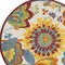 Homeroots 5' Ivory Blue Orange Red And Yellow Round Floral Indoor Outdoor Area Rug 546843 - alternate 7