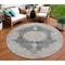 Homeroots 8' Black And Ivory Round Oriental Washable Indoor Outdoor Area Rug 597724 - alternate 1