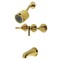 Kingston Brass Triple-Handle Tub and Shower Faucet with Knurled Handle, Polished Brass KBX8132KNL - alternate 1