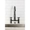 Kingston Brass Double-Handle Deck-Mount Pre-Rinse Bridge Kitchen Faucet, Matte Black GS1270BEX - alternate 4