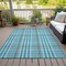 Homeroots 10' X 14' Teal Blue Ivory And Brown Plaid Washable Indoor Outdoor Area Rug 601523 - alternate 4