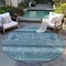 Homeroots 8' Teal Blue Ivory And Gray Round Southwestern Washable Indoor Outdoor Area Rug 582862 - alternate 5