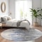 Homeroots 8' Blue Gray And Silver Round Abstract Washable Indoor Outdoor Area Rug 582382 - alternate 5