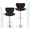 Elama 2 Piece Diamond Tufted Faux Leather Adjustable Bar Stool in Brown with Chrome Trim and Base ELM-712-BROWN - alternate 6