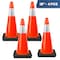 Dsv Standard Traffic Safety Cones 18 in with Heavy Black Base and Reflective Collar 4 PK, Orange, PVC, 4PK 97418 - alternate 1