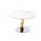 Homeroots 47" White Gold and Silver Ceramic and Stainless Steel Pedestal Base Round Top Dining Table 718896 - alternate 4