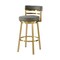 Homeroots 30" Gray and Gold Faux Leather and Stainless Steel Low Back Bar Height Swivel Bar Chair 569171 - alternate 4