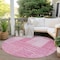 Homeroots 8' Pink And Blush Round Striped Washable Indoor Outdoor Area Rug 581661 - alternate 5