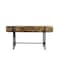 Homeroots 55" Natural and Charcoal Reclaimed Wood and Metal Oval Trestle Console Table 716258 - alternate 1