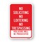 Signmission No Soliciting No Loitering No Trespassing Violator Aluminum, 18" H, A-1824-24948 A-1824-24948 - alternate 1