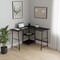 Homeroots 47" Black and White Wood and Metal Corner Trestle Computer Desk 489988 - alternate 3
