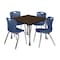 Regency Square Kee Mobile Adjustable Classroom Table W/ 4 Andy Chairs, 42 in W, 42 in L, Neo Walnut TB4242NWAPCGY40NV - alternate 1
