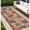 Homeroots 8' Ivory Orange Blue And Green Floral Indoor Outdoor Runner Rug 548049 - alternate 6
