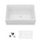 Wrightmaster 30" Apron-Front Farmhouse Single Bowl White Ceramic Kitchen Sink w/Bottom Grids and Basket Strainer ZOR-AW302010DS - alternate 1