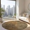 Homeroots 8' Brown Beige And Taupe Round Abstract Washable Indoor Outdoor Area Rug 577645 - alternate 3