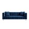 Homeroots 88" Navy Blue Velvet Sofa And Toss Pillows With Clear Legs 543979 - alternate 6