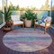 Homeroots 8' Blush Round Striped Washable Indoor Outdoor Area Rug 608457 - alternate 5