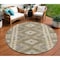 Homeroots 8' Beige Round Geometric Washable Indoor Outdoor Area Rug 607424 - alternate 1