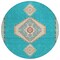 Homeroots 8' Teal Blue Brown And Ivory Round Oriental Washable Indoor Outdoor Area Rug 598444 - alternate 6