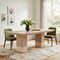 Homeroots 94" Beige Solid Wood and Marble Trestle Base Dining Table 722714 - alternate 3