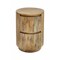 Homeroots 24" Natural Solid Wood Round Drum End Table With Two Drawers 632716 - alternate 4