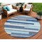Homeroots 8' Blue Gray And Ivory Round Striped Washable Indoor Outdoor Area Rug 613262 - alternate 1
