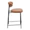 Homeroots Set of Two 25" Brown and Black Faux Leather and Steel Low Back Counter Height Bar Chairs, 2PK 565000 - alternate 4