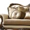 Homeroots 89" Tan Polyester Blend Curved Floral Sofa And Toss Pillows With Brown Legs 348230 - alternate 4