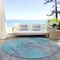 Homeroots 8' Teal Blue Charcoal And Gray Round Abstract Washable Indoor Outdoor Area Rug 587184 - alternate 6