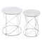 Homeroots Set of Two White and Silver Marble and Metal Round Pedestal End Tables, 2PK 354675 - alternate 1