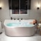 Anzzi Stone Belle 67 in. Flatbottom Freestanding Whirlpool and Air Bathtub, Center Drain and Faucet FT-AZ514WH-BK - alternate 9
