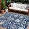 Homeroots 10' X 14' Navy Blue Charcoal And Ivory Damask Washable Indoor Outdoor Area Rug 599441 - alternate 1