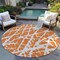 Homeroots 8' Round Orange and White Round Abstract Washable Non Skid Indoor Outdoor Area Rug 559285 - alternate 7