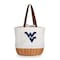 Picnic Time Family Of Brands NCAA West Virginia Mountaineers Coronado Canvas and Willow Basket Tote - Picnic Bag 203-00-187-834-0 - alternate 1