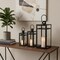 Homeroots Set of Three Clear And Black Glass And Stainless Steel Tabletop Lantern Candle Holders, 3PK 719760 - alternate 4