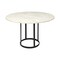 Homeroots 48" White And Black Rounded Marble And Metal Pedestal Base Dining Table 380478 - alternate 1