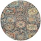 Homeroots 8' Navy Blue Terra Cotta And Beige Round Damask Washable Indoor Outdoor Area Rug 603745 - alternate 6