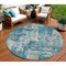 Homeroots 8' Teal Blue Gray And Ivory Round Abstract Washable Indoor Outdoor Area Rug 598000 - alternate 1