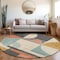 Homeroots 8' Gray Gold And Salmon Round Geometric Washable Indoor Outdoor Area Rug 617982 - alternate 6