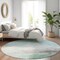 Homeroots 8' Blue And Mint Green Round Abstract Washable Indoor Outdoor Area Rug 611284 - alternate 6