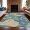 Homeroots 8' X 10' Teal Blue Ivory And Beige Abstract Washable Indoor Outdoor Area Rug 630612 - alternate 7
