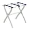 Homeroots White Folding Luggage Rack With Navy Blue Straps 489578 - alternate 3