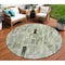 Homeroots 8' Green And Gray Round Striped Washable Indoor Outdoor Area Rug 615520 - alternate 1