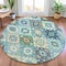 Homeroots 8' Teal Blue Beige And Ivory Round Southwestern Washable Indoor Outdoor Area Rug 632283 - alternate 6