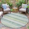 Homeroots 8' Pale Aqua And Lime Green Round Striped Washable Indoor Outdoor Area Rug 632241 - alternate 4