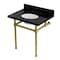 Kingston Brass 30" Black Granite Console Sink with Brass Legs, 8-Inch, 3-Hole, Black Granite/Brushed Brass KVPK3030KB7 - alternate 1
