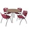 Regency Round Kee Breakroom Table W/ 4 M Stack Chairs, 42 in W, 42 in L, Noble Oak TB42RNDNOBPCM47BY - alternate 1