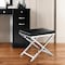 Homeroots 21" Black and Silver Faux Leather Vanity Chair 554177 - alternate 5